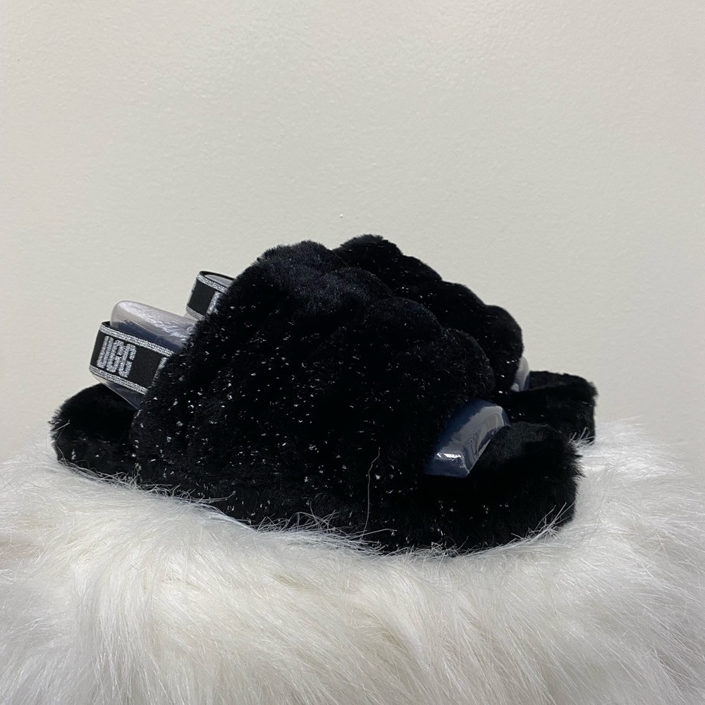 UGG Kid’s Fluff Yeah Slide in Metallic Sparkle